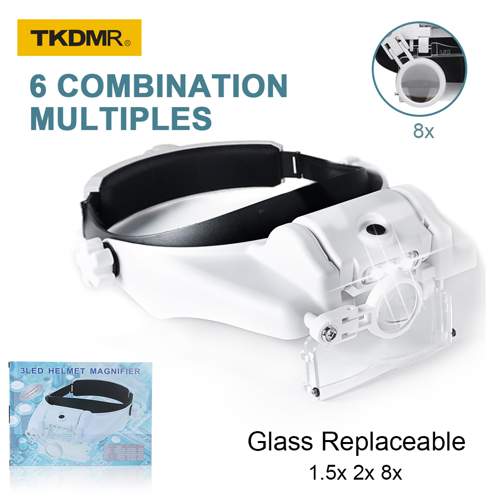 Electronics Repair Glasses - TKDMR Лупа с 3 светодиодами и