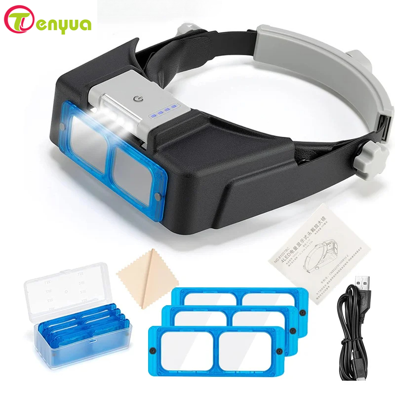 Electronics Repair Glasses - Увеличительные очки с USB-зарядкой на голове